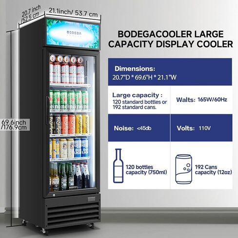 BODEGACOOLER Beverage Refrigerator and Cooler, Commercial Refrigerators with 4 shelves, Commercial Fridge with Soft LED Light. Merchandiser Refrigerators as Black Bar Cooler For Party, 9.0 Cu. Ft in Kuwait