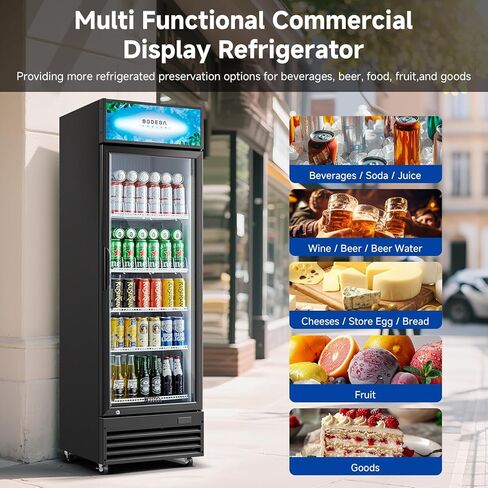 BODEGACOOLER Beverage Refrigerator and Cooler, Commercial Refrigerators with 4 shelves, Commercial Fridge with Soft LED Light. Merchandiser Refrigerators as Black Bar Cooler For Party, 9.0 Cu. Ft in Kuwait