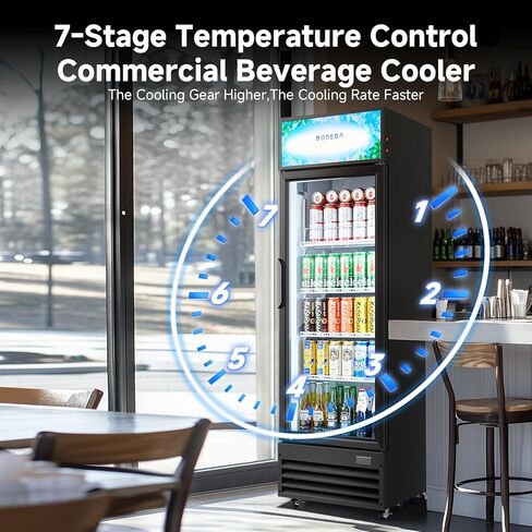 BODEGACOOLER Beverage Refrigerator and Cooler, Commercial Refrigerators with 4 shelves, Commercial Fridge with Soft LED Light. Merchandiser Refrigerators as Black Bar Cooler For Party, 9.0 Cu. Ft in Kuwait