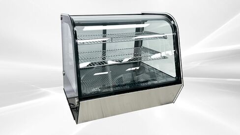 Commercial Bakery Display Refrigerator, ETL Countertop Fridge Cooler Case, 28" W 4.2 cu.ft. Desktop Slope Refrigerated Case Restaurant Pastry Deli Stainless Base Curved Glass Cooler Black in Saudi Arabia