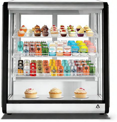 5.3 Cu.Ft Commercial Countertop Refrigerators Display Case, Stainless Steel Beverage Refrigerator with LED Lighting, Auto Defrost, Adjustable Shelves, Rear Sliding Door for Cafe, Restaurant, Bakery in Saudi Arabia