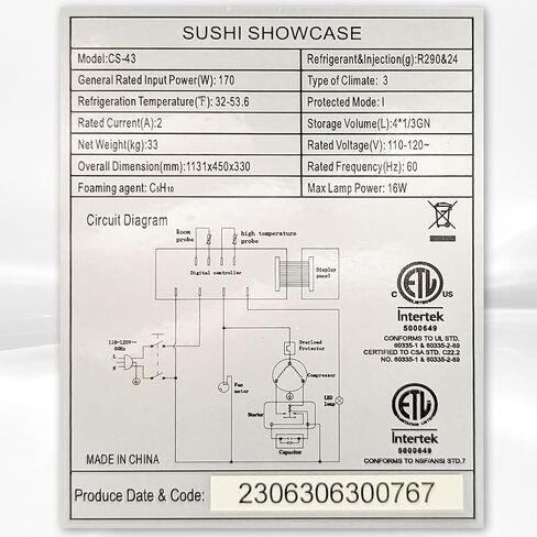 Refrigerated Sushi Display Cooler Case Countertop 4 Pan Commercial Refrigerator ; LED Lighting; 44" Wide NSF ETL cs-43 in Kuwait