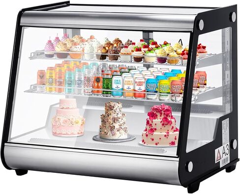 5.3 Cu Ft Commercial Dessert Display Refrigerator, 149L Undercounter Beverage Cooler, Glass Door Display with Digital Thermostat, 2 Adjustable Shelves & Auto Defrost for Restaurant, Cafe, Bar, Bakery in Saudi Arabia