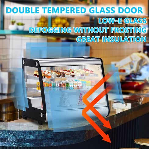 5.3 Cu Ft Commercial Dessert Display Refrigerator, 149L Undercounter Beverage Cooler, Glass Door Display with Digital Thermostat, 2 Adjustable Shelves & Auto Defrost for Restaurant, Cafe, Bar, Bakery in Saudi Arabia