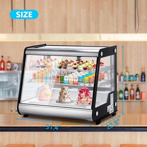 5.3 Cu Ft Commercial Dessert Display Refrigerator, 149L Undercounter Beverage Cooler, Glass Door Display with Digital Thermostat, 2 Adjustable Shelves & Auto Defrost for Restaurant, Cafe, Bar, Bakery in Saudi Arabia