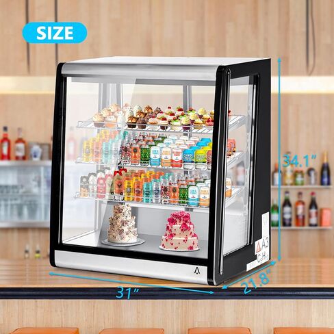 Commercial Refrigerated Display Case, 196L Glass Door Countertop Refrigerator with Double Layer Tempered Glass, 110V for Restaurants, Cafes, Stores, Black in Kuwait