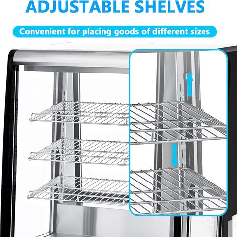 Commercial Refrigerated Display Case, 196L Glass Door Countertop Refrigerator with Double Layer Tempered Glass, 110V for Restaurants, Cafes, Stores, Black in Kuwait