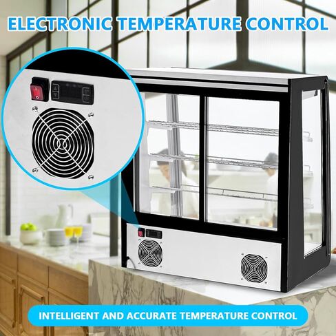 Commercial Refrigerated Display Case, 196L Glass Door Countertop Refrigerator with Double Layer Tempered Glass, 110V for Restaurants, Cafes, Stores, Black in Kuwait