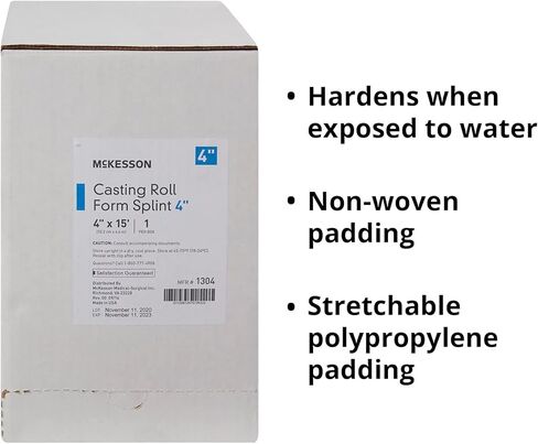McKesson Casting Roll Form Splints, Fiberglass, White, 4 in x 15 ft, 1 Count, 1 Pack in Kuwait