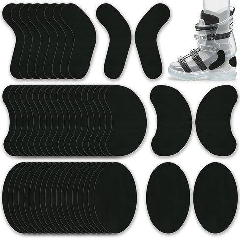 50 قطعة من وسادات تركيب أحذية التزلج والتزحلق على الجليد، 3 مقاسات، بطانة إسفنجية ذاتية اللصق - أحذية تزلج على الجليد 10 قضبان J، 20 وسادة لرفع الكعب و20 وسادة تركيب لأحذية التزلج للكاحل لتقليل رفع الكعب وبثور الكاحل in Kuwait