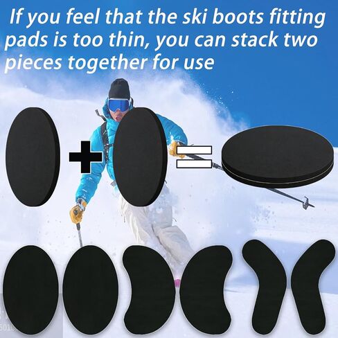 50 قطعة من وسادات تركيب أحذية التزلج والتزحلق على الجليد، 3 مقاسات، بطانة إسفنجية ذاتية اللصق - أحذية تزلج على الجليد 10 قضبان J، 20 وسادة لرفع الكعب و20 وسادة تركيب لأحذية التزلج للكاحل لتقليل رفع الكعب وبثور الكاحل in Kuwait