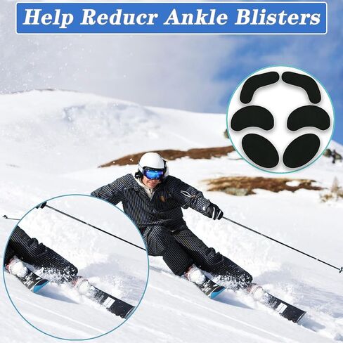 50 قطعة من وسادات تركيب أحذية التزلج والتزحلق على الجليد، 3 مقاسات، بطانة إسفنجية ذاتية اللصق - أحذية تزلج على الجليد 10 قضبان J، 20 وسادة لرفع الكعب و20 وسادة تركيب لأحذية التزلج للكاحل لتقليل رفع الكعب وبثور الكاحل in Kuwait