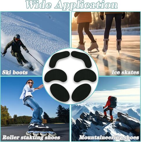 50 قطعة من وسادات تركيب أحذية التزلج والتزحلق على الجليد، 3 مقاسات، بطانة إسفنجية ذاتية اللصق - أحذية تزلج على الجليد 10 قضبان J، 20 وسادة لرفع الكعب و20 وسادة تركيب لأحذية التزلج للكاحل لتقليل رفع الكعب وبثور الكاحل in Kuwait