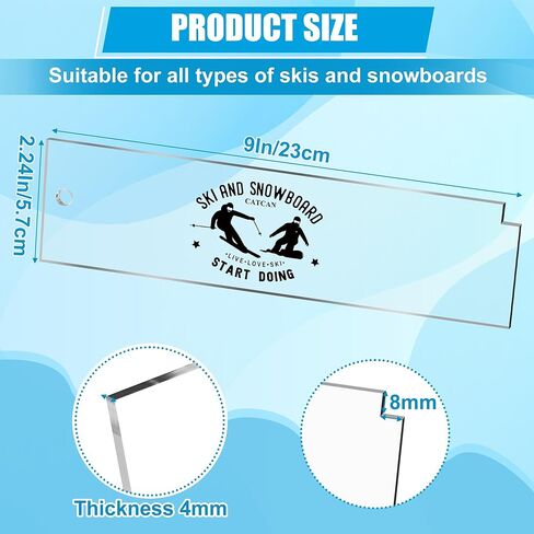4Pcs Ski Wax Scraper Tool Snowboard 9 x 2.2In Acrylic Wax Scraper for Snowboard Scraper Sharpener with Right Notch and Smooth Edge (4mm Thick) in Kuwait