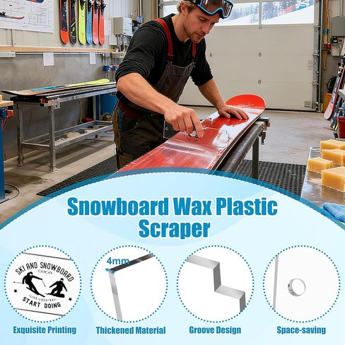 4Pcs Ski Wax Scraper Tool Snowboard 9 x 2.2In Acrylic Wax Scraper for Snowboard Scraper Sharpener with Right Notch and Smooth Edge (4mm Thick) in Kuwait