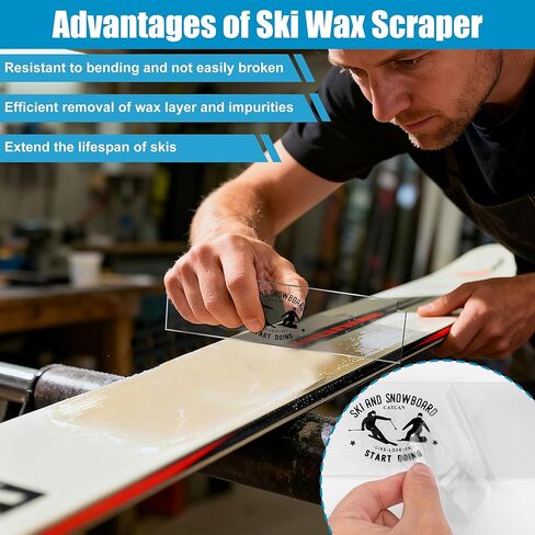 4Pcs Ski Wax Scraper Tool Snowboard 9 x 2.2In Acrylic Wax Scraper for Snowboard Scraper Sharpener with Right Notch and Smooth Edge (4mm Thick) in Kuwait