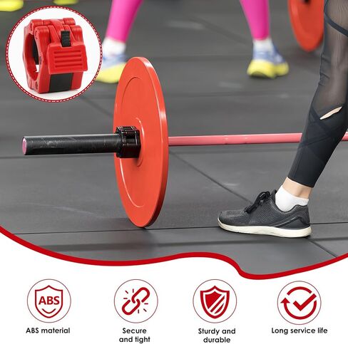 4 Pack Barbell Clamps Collars, 2" Quick Release Weight Clips Fit Olympic Barbell, Heavy Duty Locking Bar Clips for Weightlifting Workout Training Gym Athletes Fitness Enthusiasts (2 Black 2 Red) in Kuwait