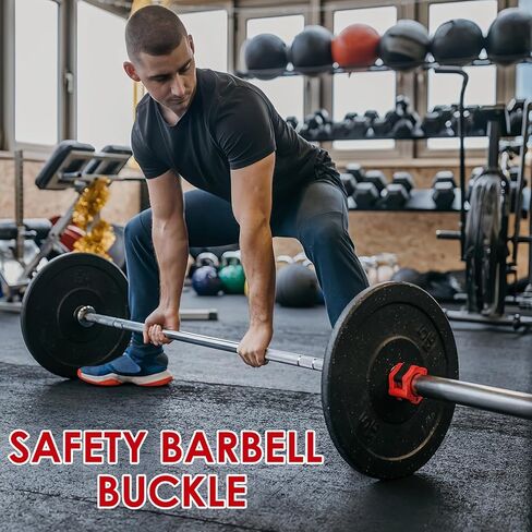 4 Pack Barbell Clamps Collars, 2" Quick Release Weight Clips Fit Olympic Barbell, Heavy Duty Locking Bar Clips for Weightlifting Workout Training Gym Athletes Fitness Enthusiasts (2 Black 2 Red) in Kuwait