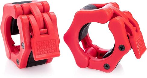 مشابك الأثقال مقاس 5.08 سم أوليمبية - زوج من الياقات سريعة الفك وقفل الأثقال للتمرين الاحترافي ومشابك تثبيت لوحة الوزن لصالة الألعاب الرياضية واللياقة البدنية ورفع الأثقال الثقيلة (أحمر غير لامع) in Kuwait