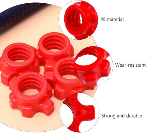 BESPORTBLE 4 Pcs Barbell Clamps - 1 Inch Spinlock Collars for Weight Bar - Durable Dumbbell Nut Replacement with Rubber Gasket for Strength Training Home Gym Lifting Accessories in Saudi Arabia