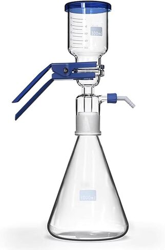 Vacuum Filter Flask Set, Borosilicate Glass Filtration Apparatus with Funnel, Bolt Neck and Tubulation for Filtering Solutions and Liquids, 1000Ml in Saudi Arabia
