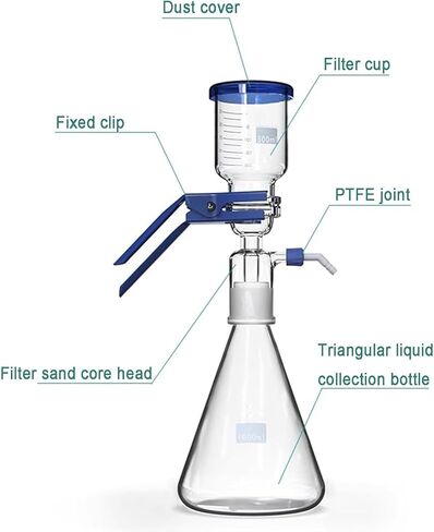 Vacuum Filter Flask Set, Borosilicate Glass Filtration Apparatus with Funnel, Bolt Neck and Tubulation for Filtering Solutions and Liquids, 1000Ml in Saudi Arabia