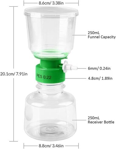 وحدات تصفية فراغية معقمة يمكن التخلص منها سعة 250 مل مع غشاء PES 0.22um (2 قطعة) in Kuwait