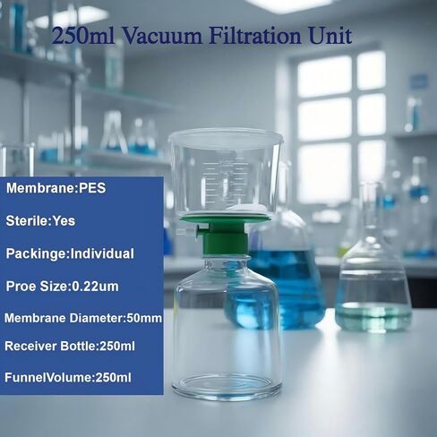 وحدات تصفية فراغية معقمة يمكن التخلص منها سعة 250 مل مع غشاء PES 0.22um (2 قطعة) in Kuwait