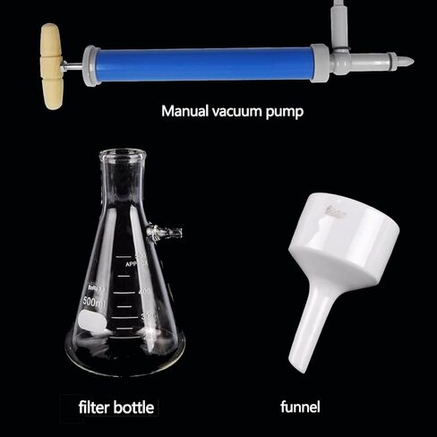 Lab Vacuum Filtration Apparatus Kit, Buchner Funnel Suction Kit with Filtering Flask, Hand Vacuum Pump and Buchner Funnel, for School Physics Educational and Chemical Lab Research in Kuwait