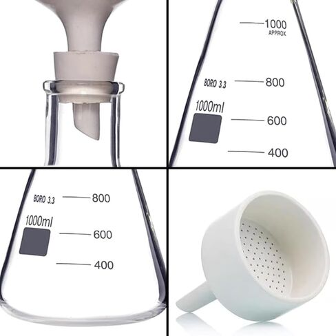 Lab Vacuum Filtration Apparatus Kit, Buchner Funnel Suction Kit with Filtering Flask, Hand Vacuum Pump and Buchner Funnel, for School Physics Educational and Chemical Lab Research in Kuwait