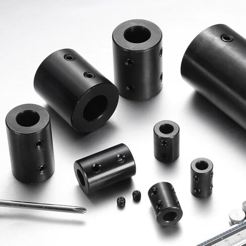 uxcell Shaft Coupling, 1/2" Bore 1" OD 1-1/2" Length Black Oxide Plated Steel Rigid Coupling with Hex Wrench for 3D Printers Motor Wheel (2 Screws Each Piece) in Saudi Arabia