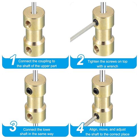 patikil النحاس رمح اقتران مشترك 3mm إلى 3mm، 8 قطع المحرك رمح مقرنة تمديد موصل جامدة كم محول نقل مشترك مع مسامير لrc إطارات السيارات رمح المحرك in Saudi Arabia