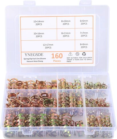 الربيع الفرقة نوع خط الوقود سيليكون خرطوم فراغ أنابيب المياه المشبك الضغط المنخفض أنبوب الهواء المشابك السحابة مجموعة متنوعة 8 أحجام 160 قطعة in Kuwait