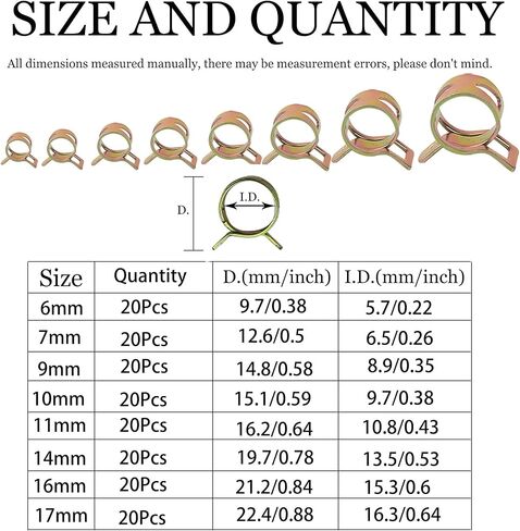 الربيع الفرقة نوع خط الوقود سيليكون خرطوم فراغ أنابيب المياه المشبك الضغط المنخفض أنبوب الهواء المشابك السحابة مجموعة متنوعة 8 أحجام 160 قطعة in Kuwait