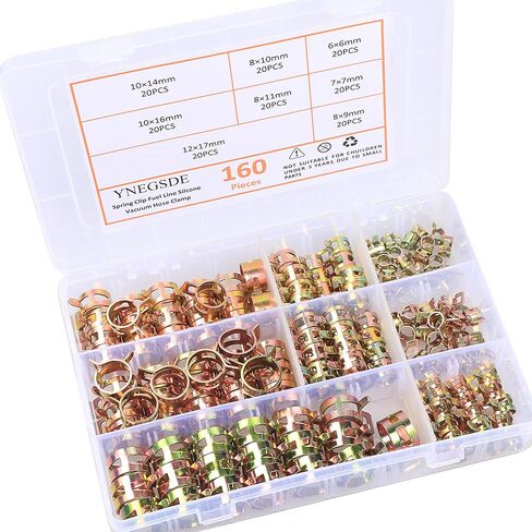 الربيع الفرقة نوع خط الوقود سيليكون خرطوم فراغ أنابيب المياه المشبك الضغط المنخفض أنبوب الهواء المشابك السحابة مجموعة متنوعة 8 أحجام 160 قطعة in Kuwait