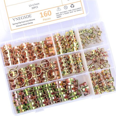 الربيع الفرقة نوع خط الوقود سيليكون خرطوم فراغ أنابيب المياه المشبك الضغط المنخفض أنبوب الهواء المشابك السحابة مجموعة متنوعة 8 أحجام 160 قطعة in Kuwait