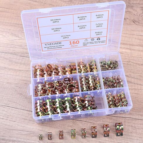 الربيع الفرقة نوع خط الوقود سيليكون خرطوم فراغ أنابيب المياه المشبك الضغط المنخفض أنبوب الهواء المشابك السحابة مجموعة متنوعة 8 أحجام 160 قطعة in Kuwait