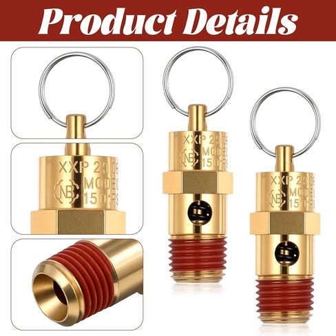 Brass Safety Valve Air Compressor Pressure Relief Valve 1/4" NPT 150 PSI 58 SCFM Air Compressor Relief Pressure Safety Valves NPT Threaded Part for Air and Water Discharge in Saudi Arabia