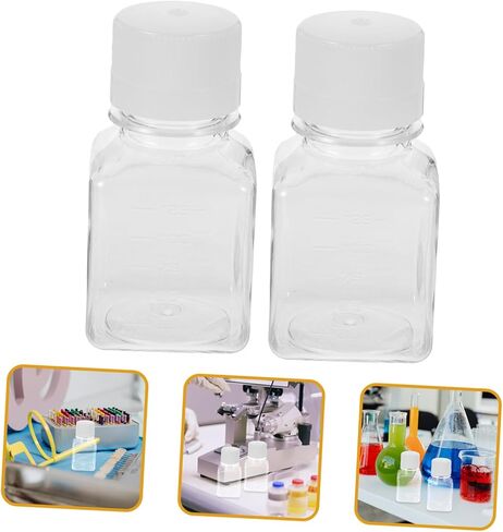 2 قطعة زجاجات المصل البلاستيكية قوارير ضيقة الفم للاستخدام المختبري ختم زجاجات عينات من التسرب تصميم للتخزين الآمن in Kuwait