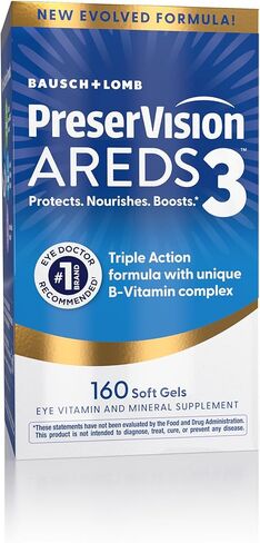 PreserVision AREDS3 Eye Vitamins, #1 Eye Doctor Recommended Brand, AREDS2 Formula with Additional 8 B-Vitamin Complex, Promotes Healthy Cellular Eye Function*, 3-in-1 Macular Supplement, 160 Softgels in Kuwait