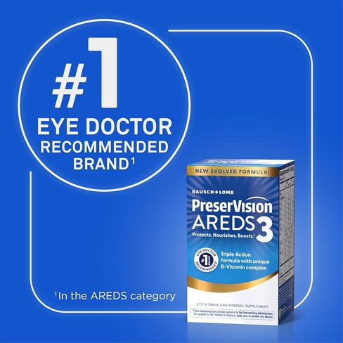 PreserVision AREDS3 Eye Vitamins, #1 Eye Doctor Recommended Brand, AREDS2 Formula with Additional 8 B-Vitamin Complex, Promotes Healthy Cellular Eye Function*, 3-in-1 Macular Supplement, 160 Softgels in Kuwait