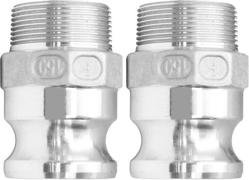 1 "ألومنيوم كاملوك نوع F100، كام وتركيبات خرطوم الأخدود محول ذكر × ذكر NPT خيط كام قفل تركيبات اقتران، حزمة من 2 in Kuwait