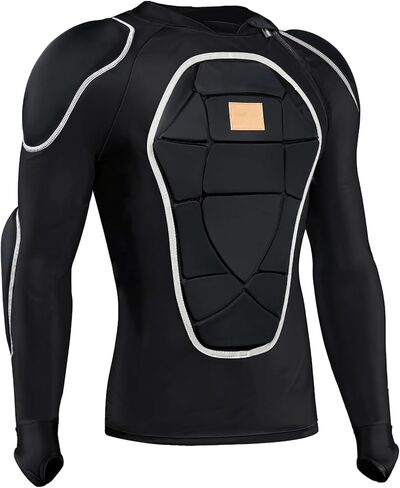 Protective Gear Cycling Armor Vest Long Sleeve Compression Clothes, High-Density Pe Padding Breathable Stretch Fabric, for Skiing Motorbiking and Outdoor Sports, Black in Kuwait