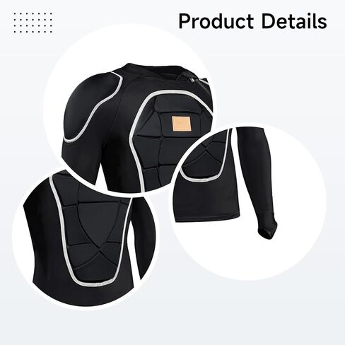Protective Gear Cycling Armor Vest Long Sleeve Compression Clothes, High-Density Pe Padding Breathable Stretch Fabric, for Skiing Motorbiking and Outdoor Sports, Black in Kuwait