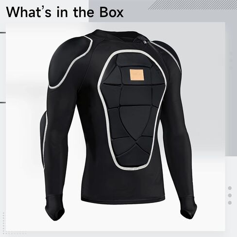 Protective Gear Cycling Armor Vest Long Sleeve Compression Clothes, High-Density Pe Padding Breathable Stretch Fabric, for Skiing Motorbiking and Outdoor Sports, Black in Kuwait