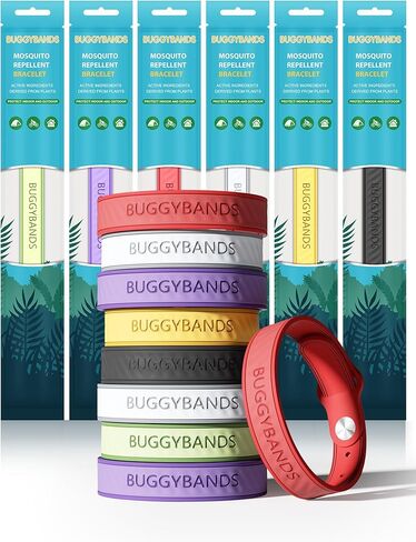 Mosquito Repellent Bracelets,12 Pack Silicone Mosquito Repellent Bands with DEET Free, Natural & Waterproof Bug Wristbands for Kids and Adults, Outdoor Traveling Protection in Kuwait