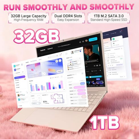 T156A 15.6 "كمبيوتر محمول ، 32 جيجابايت ذاكرة الوصول العشوائي + 1TB NVME SSD ، Intel N150 رباعي النواة (حتى 3.6 جيجا هرتز) ، شحن USB-C ، بطارية 8000 مللي أمبير في الساعة ، لوحة المفاتيح الخلفية ، عرض FHD ، كاميرا الويب الخاصة بالخصوص in Kuwait