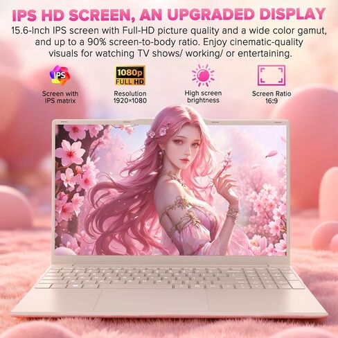 T156A 15.6 "كمبيوتر محمول ، 32 جيجابايت ذاكرة الوصول العشوائي + 1TB NVME SSD ، Intel N150 رباعي النواة (حتى 3.6 جيجا هرتز) ، شحن USB-C ، بطارية 8000 مللي أمبير في الساعة ، لوحة المفاتيح الخلفية ، عرض FHD ، كاميرا الويب الخاصة بالخصوص in Kuwait