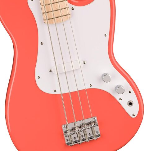 Fender Squier Sonic Bronco Bass - Tahitian Coral Bundle with Rumble 15 Amplifier, Instrument Cable, Tuner, Strap, and Austin Bazaar Instructional DVD in Kuwait