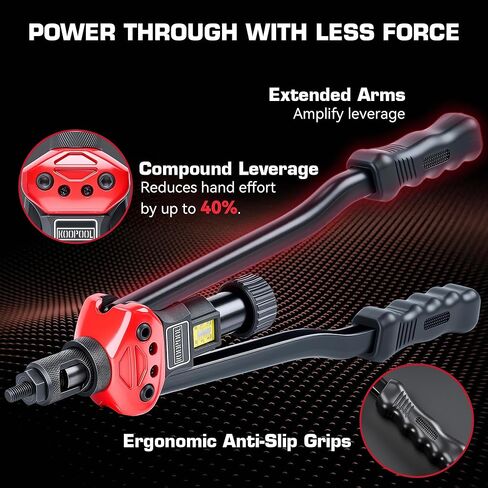 16" Rivet Nut Tool Kit, Heavy-Duty Rivnut/Nutsert Tool with 7 Mandrels (M6, M8, M10, 1/4"-20×2, 5/16"-18, 3/8"-16) & 70 Rivet Nuts, Rugged Rivnut Tool Kit with Carrying Case (16") in Kuwait